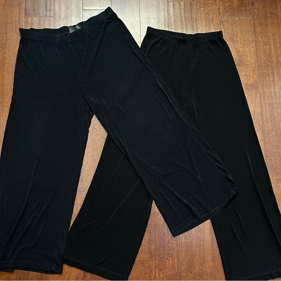 Chico’s Travelers Black Wide-Leg Pants Bundle Set of Two, Size 1 & 2 (8 & 12) - Picture 1 of 10